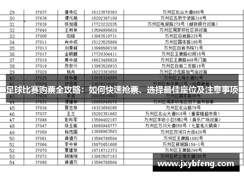 足球比赛购票全攻略：如何快速抢票、选择最佳座位及注意事项